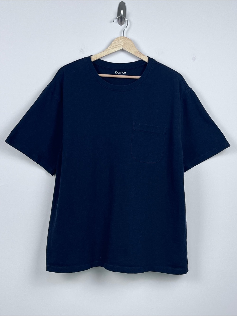 Quince Men's 100% Organic Cotton Black Slub Pocket Crew Neck Tee Shirt Size XL
